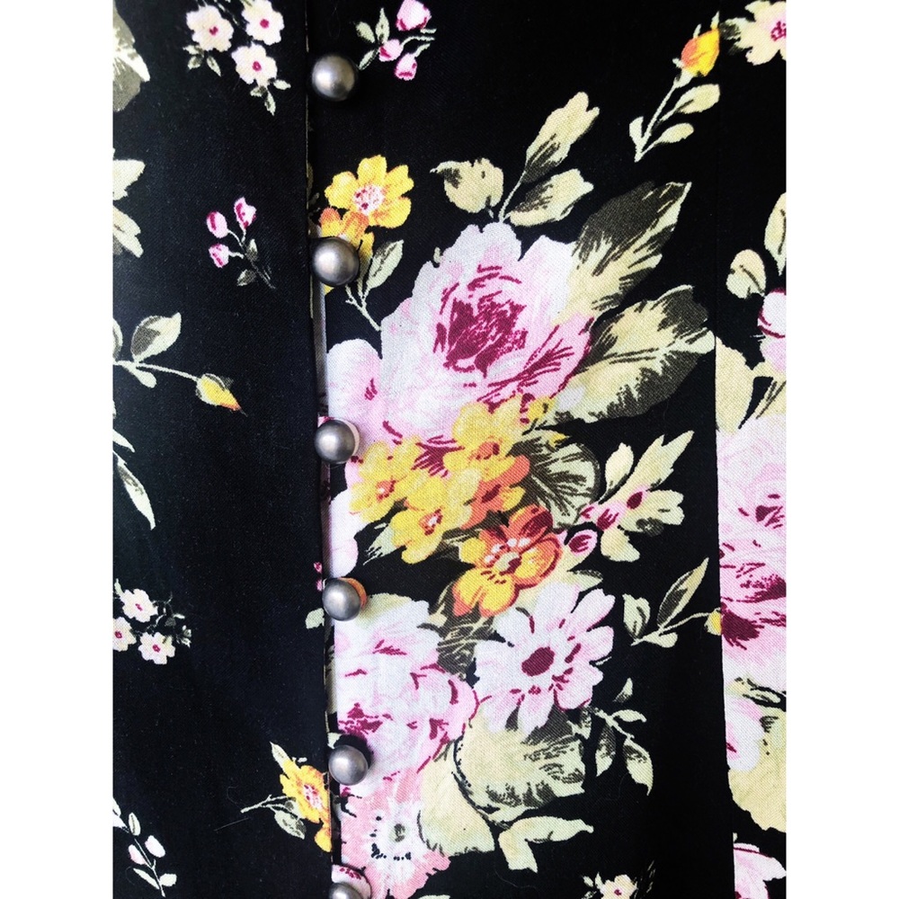 NWT Black Floral Button Down Dress w/ Lace-Up Back - Picture 7 of 8